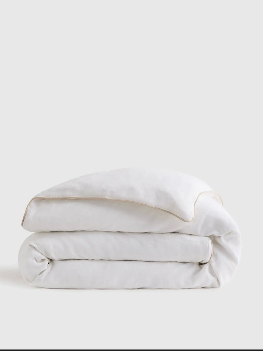 Quince European Linen Piped Duvet Cover King/Cali King Color: White Toffee